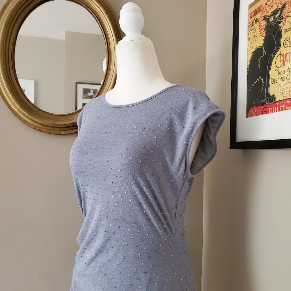 Rebecca Taylor RARE Gray Dress - Nailhead Sheath Dress Size Small Like New - Picture 6 of 16